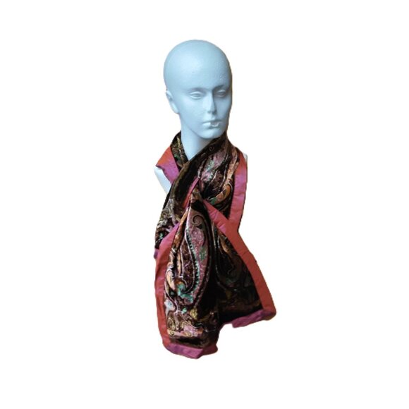 Vintage Etro Milano Silk Viscose Paisley Scarf Stole 1990s Italy Multifunctional - Picture 1 of 6